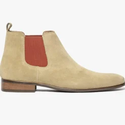 Homme Bocage Chelsea boots en Velours de Cuir Olympio beiges