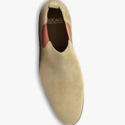 Homme Bocage Chelsea boots en Velours de Cuir Olympio beiges
