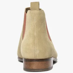 Homme Bocage Chelsea boots en Velours de Cuir Olympio beiges