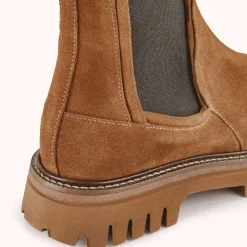 Femme Cosmoparis Chelsea boots en Velours de Cuir Teena tabac