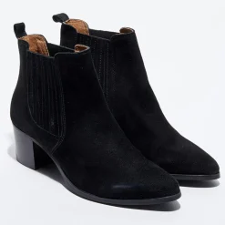 Femme Cosmoparis Chelsea boots en Velours de Cuir Fali noires - Talon 5 cm