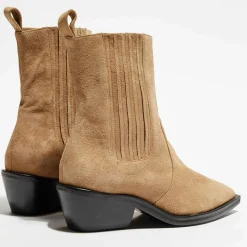 Clearance Mari Giudicelli Chelsea Boots en Velours de Cuir Hyde beiges