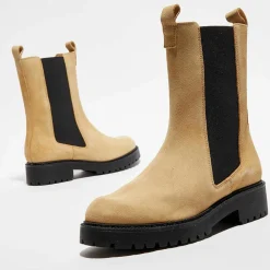 Discount Apologie Chelsea boots en Velours de Cuir Alice beiges