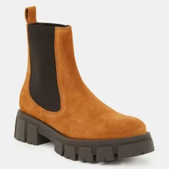 New Galeries Lafayette Chelsea boots semelle épaisse camel - Talon 4 cm