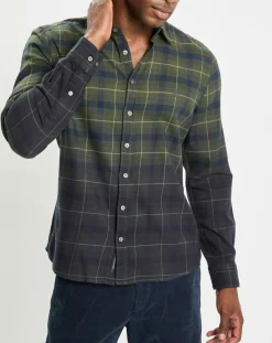 Clearance Marc O'Polo Chemise à Carreaux Degradé Sl kaki/bleu