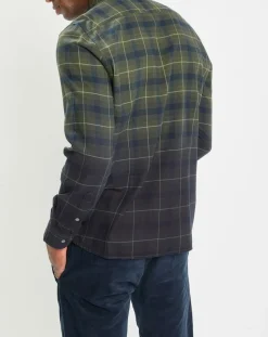 Clearance Marc O'Polo Chemise à Carreaux Degradé Sl kaki/bleu