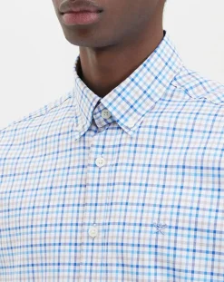 Hackett London Chemise à carreaux tricolore beige/bleu