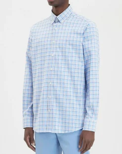 Hackett London Chemise à carreaux tricolore beige/bleu