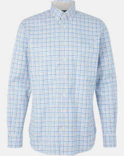 Hackett London Chemise à carreaux tricolore beige/bleu