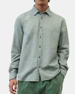 Clearance Marc O'Polo Chemise 100% Coton Bio Regular Fit chinée verte