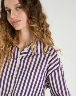 Femme The Korner Chemise Emy violet/crème