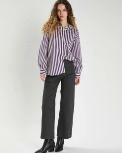 Femme The Korner Chemise Emy violet/crème