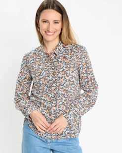 Femme Marc O'Polo Chemise à Fleurs orange/bleu