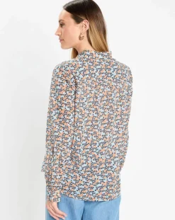 Femme Marc O'Polo Chemise à Fleurs orange/bleu