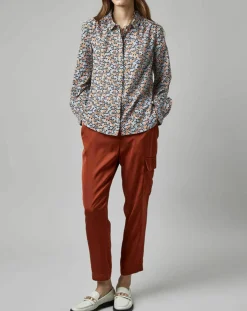 Femme Marc O'Polo Chemise à Fleurs orange/bleu