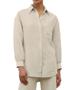 Femme Marc O'Polo Chemise 100% Lin Drapé beige