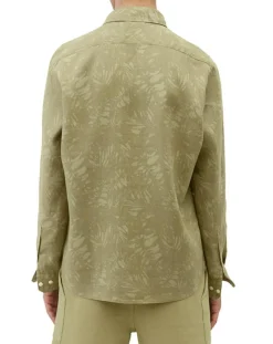 Homme Marc O'Polo Chemise 100% Lin manches longues Sf kaki clair