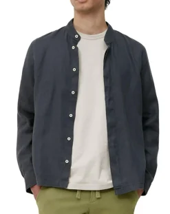 Homme Marc O'Polo Chemise 100% Lin manches longues Mao Sf bleu marine