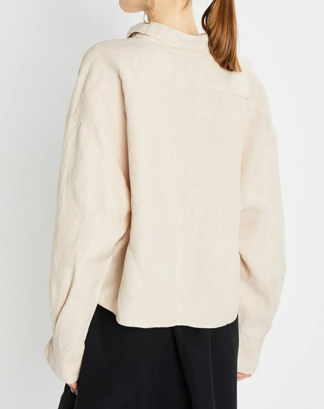 Clearance Marc O'Polo Chemise 100% Lin manches longues Poche beige