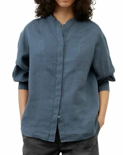 Femme Marc O'Polo Chemise 100% Lin sans manches Col bleu moyen