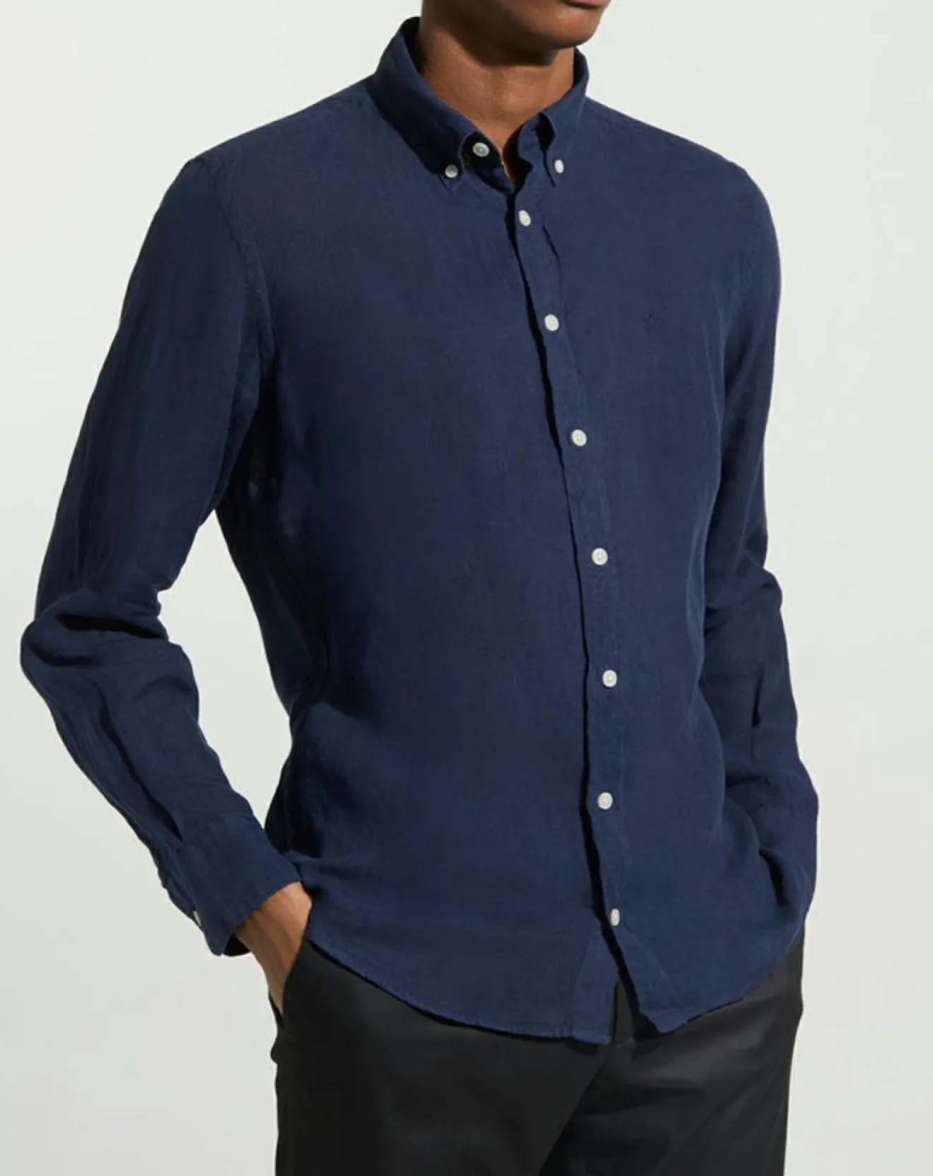Homme Hackett London Chemise 100% Lin Slim Fit bleu foncé