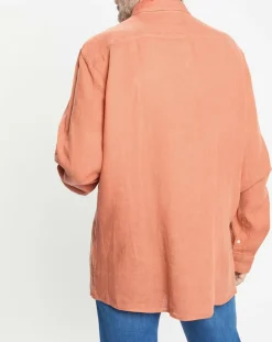 Homme Hackett London Chemise 100% Lin Slim Fit orange moyen