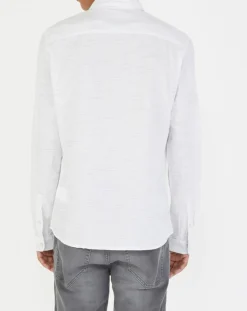 Sale Oxbow Chemise ajustée Crena à fines rayures écru/noir