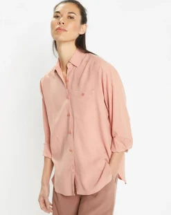 Outlet Galeries Lafayette Chemise ample en Coton mélangé Paros rayée rose moyen