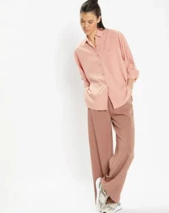 Outlet Galeries Lafayette Chemise ample en Coton mélangé Paros rayée rose moyen