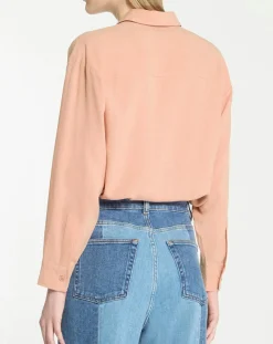 Outlet Galeries Lafayette Chemise ample en Coton mélangé Paros rayée rose moyen