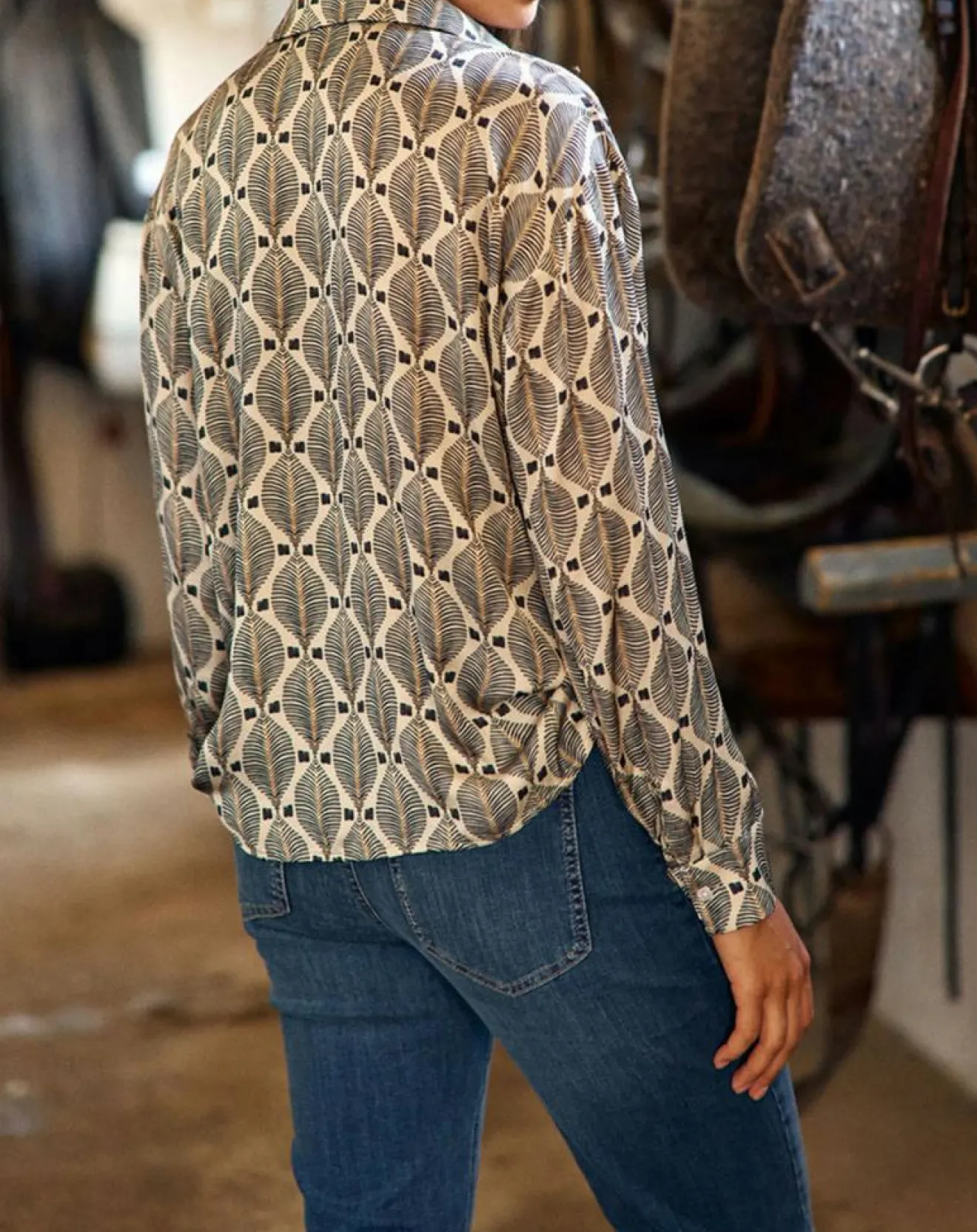 Clearance Lauren Vidal Chemise Bold imprimée palme