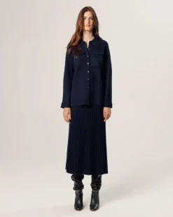 Best Rodier Chemise Cassis poches poitrine bleu nuit