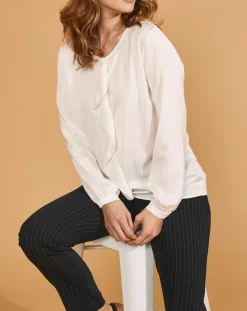 Femme Devernois Chemise Ciano à volant beige neige