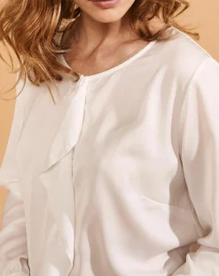 Femme Devernois Chemise Ciano à volant beige neige