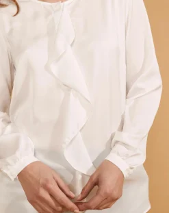 Femme Devernois Chemise Ciano à volant beige neige