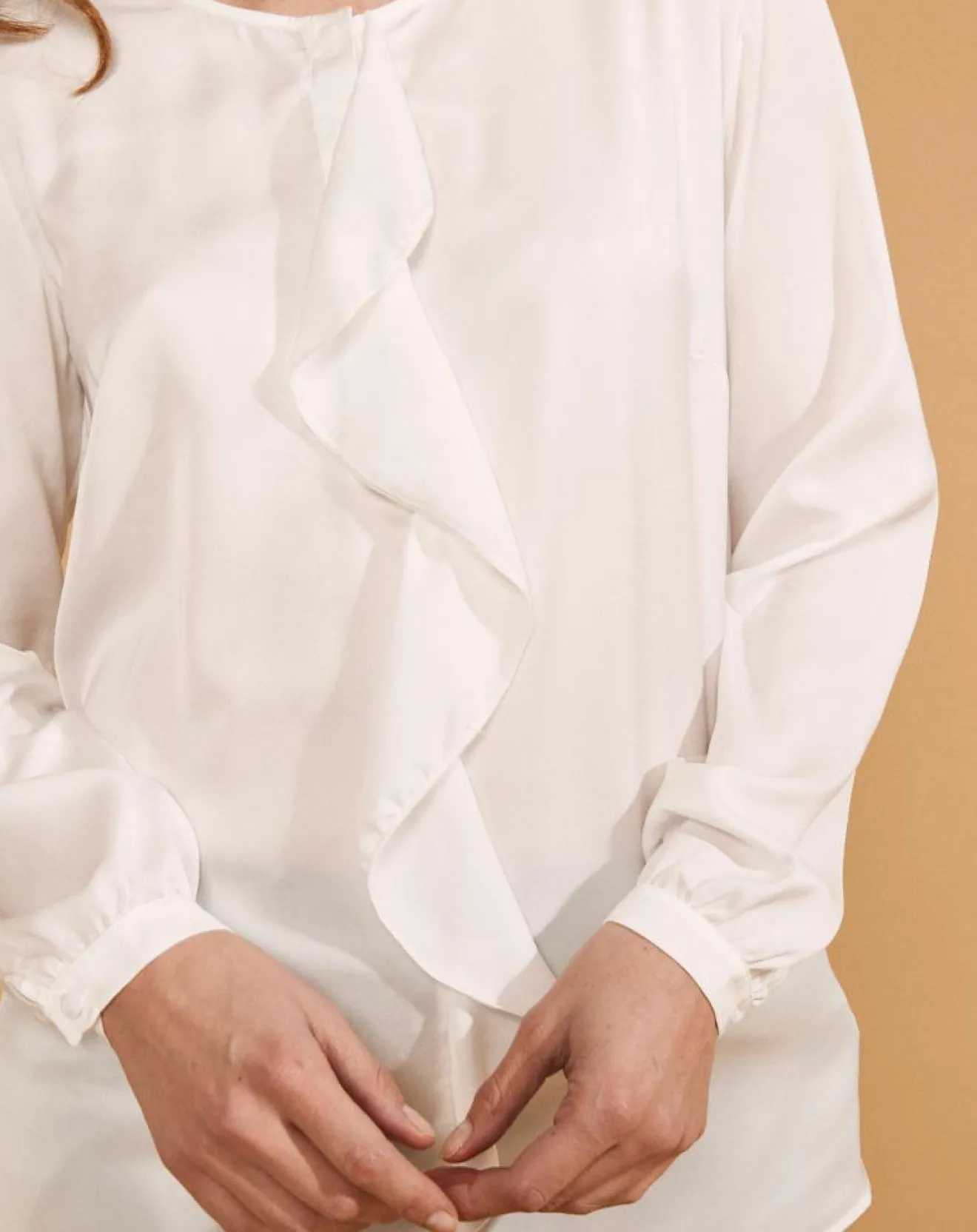 Femme Devernois Chemise Ciano à volant beige neige