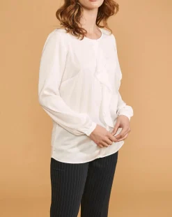 Femme Devernois Chemise Ciano à volant beige neige