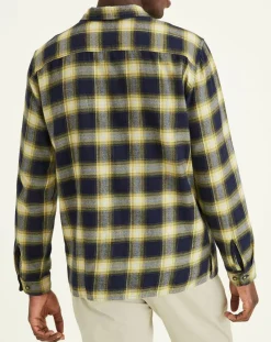 Clearance Dockers Chemise Classique LS Camp à carreaux touché flanelle bleu marine/jaune