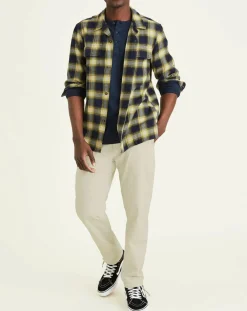 Clearance Dockers Chemise Classique LS Camp à carreaux touché flanelle bleu marine/jaune