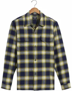 Clearance Dockers Chemise Classique LS Camp à carreaux touché flanelle bleu marine/jaune