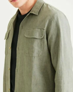 Clearance Dockers Chemise classique LS Camp kaki clair/gris