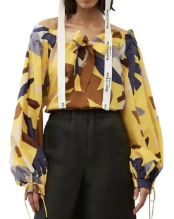 New Marc O'Polo Chemise Col Lavalière jaune/multicolore