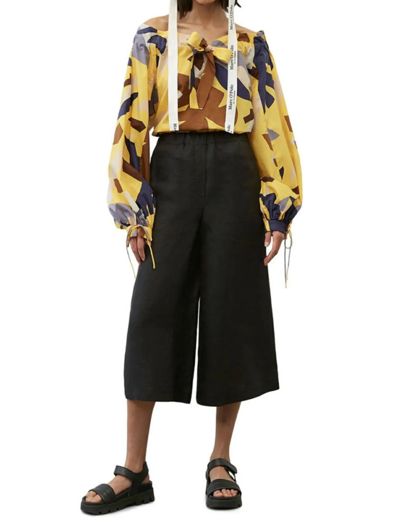 New Marc O'Polo Chemise Col Lavalière jaune/multicolore