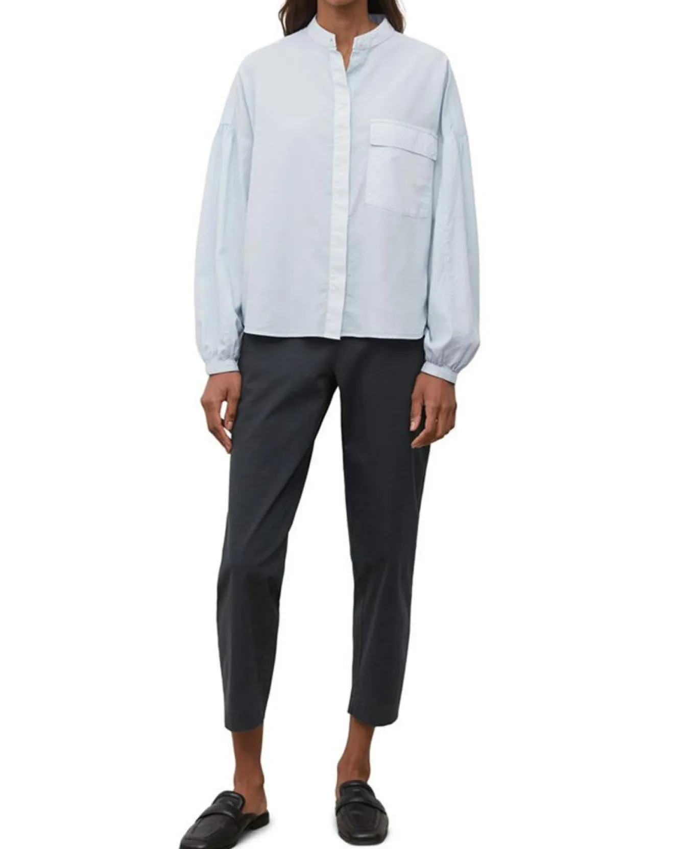 Online Marc O'Polo Chemise Col Mao Poche bleu clair