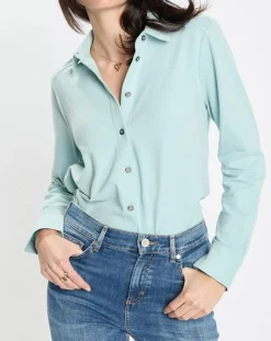 Femme Marc O'Polo Chemise col polo bleu clair