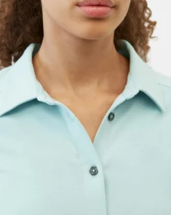 Femme Marc O'Polo Chemise col polo bleu clair