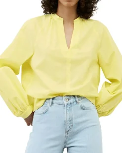 Clearance Marc O'Polo Chemise Col V en Coton Bio jaune
