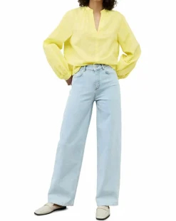 Clearance Marc O'Polo Chemise Col V en Coton Bio jaune