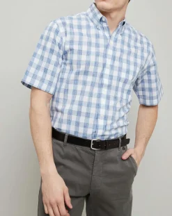 Best Arrow Chemise Confort Fit à carreaux bleu clair/blanc