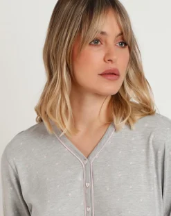 Best Admas Chemise de nuit Pink Hearts B gris chiné